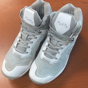 Boombah Viper Pureknit Gray and White Softball High-Top Cleats Size 8.5